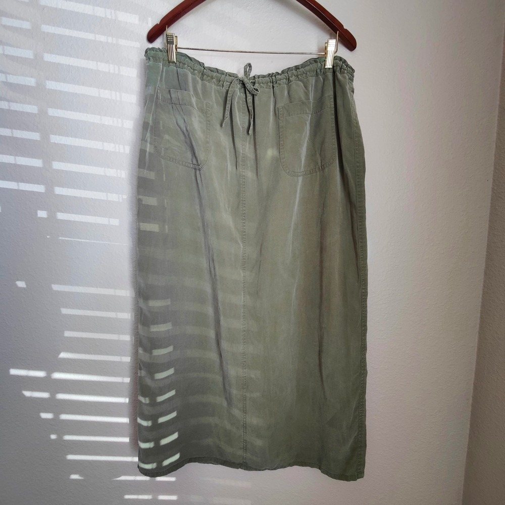 Vintage Jones New York Tencel Green Maxi Skirt Drawstring Pull On 16 Granola